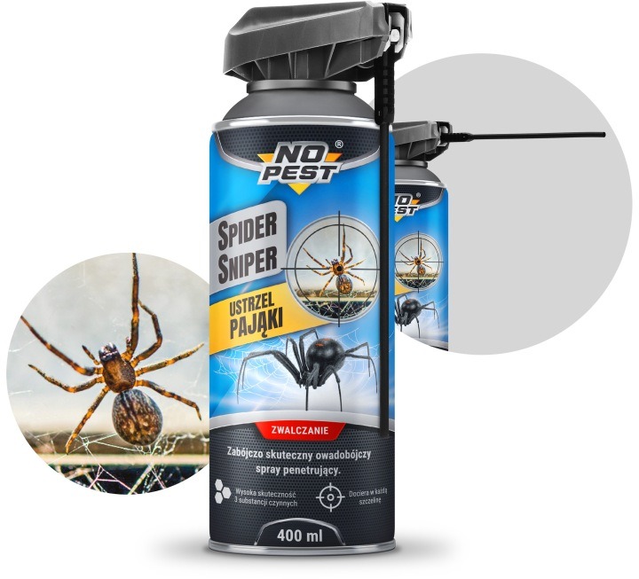 No Pest® Spider Sniper sprej proti pavúkom a lezúcemu hmyzu 400 ml – účinný aerosólový prípravok do interiéru aj exteriéru