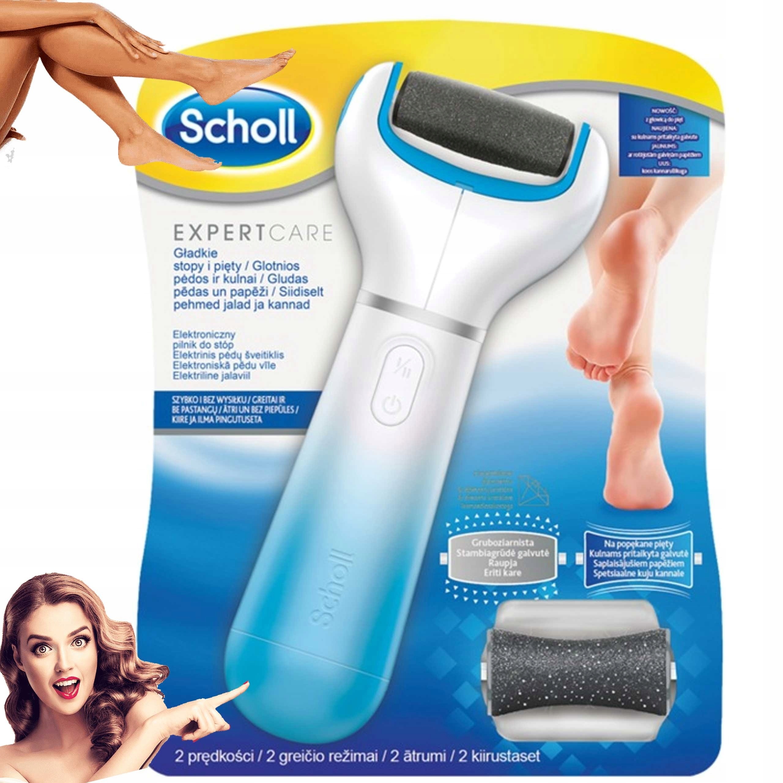 SCHOLL EXPERTCARE Elektronický pilník na nohy s 2 hlavicami – hrubá a na popraskané päty