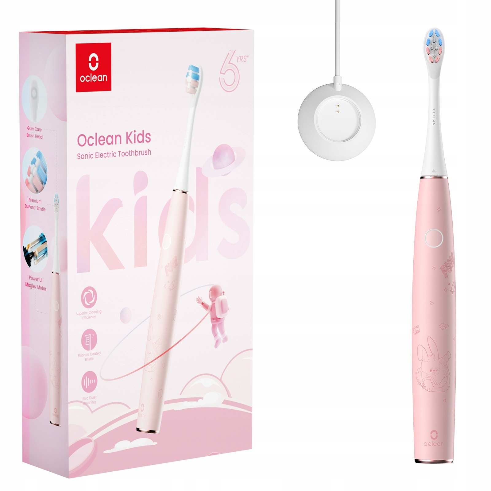 Oclean Kids Sonic Toothbrush ružová – sonická zubná kefka pre deti 6+ rokov, 79 200 pohybov/min, IPX7