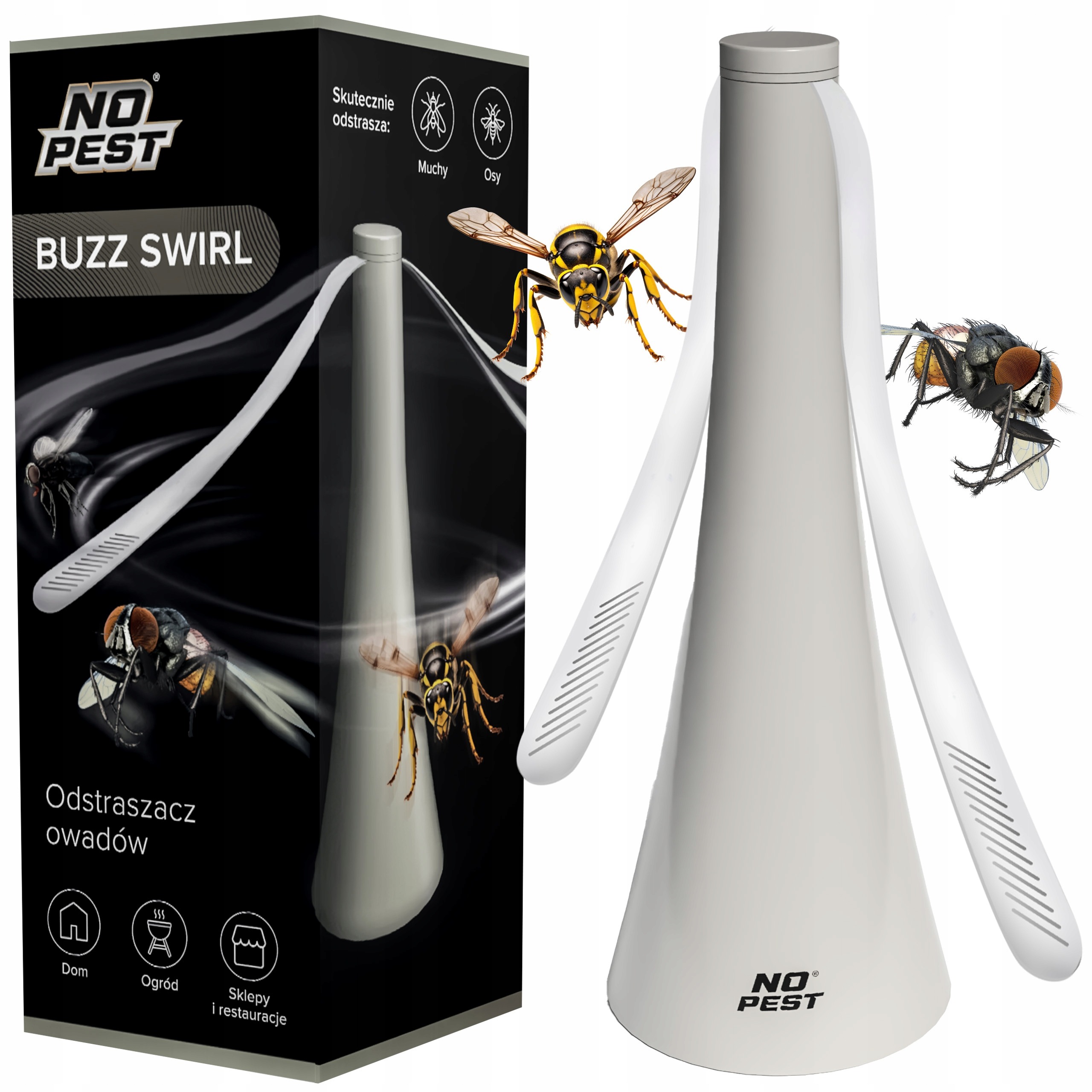 No Pest® Buzz Swirl ventilátorový odpudzovač múch a ôs na stôl – ochrana potravín pred lietajúcim hmyzom