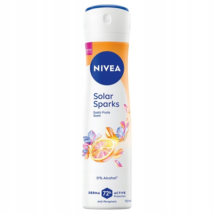 NIVEA Solar Sparks antiperspirant v spreji 3 × 150 ml – 72-hodinová ochrana, limitovaná edícia