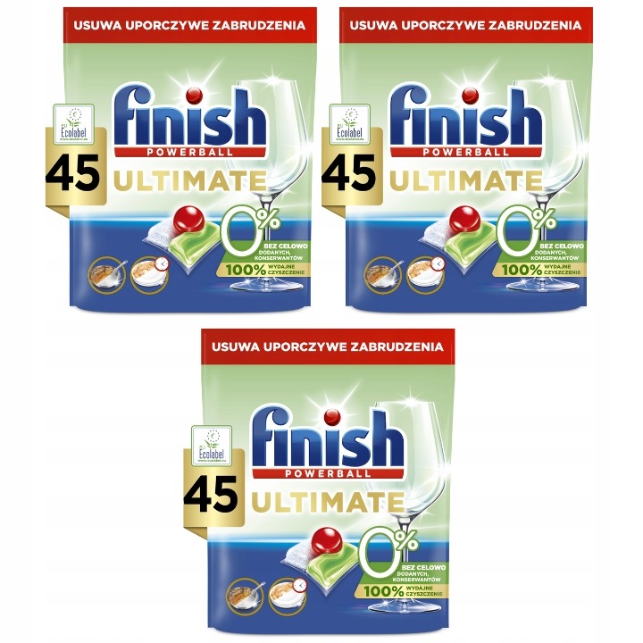 Finish Ultimate 0% kapsule do umývačky riadu 135 ks (3x45) – ekologické a účinné