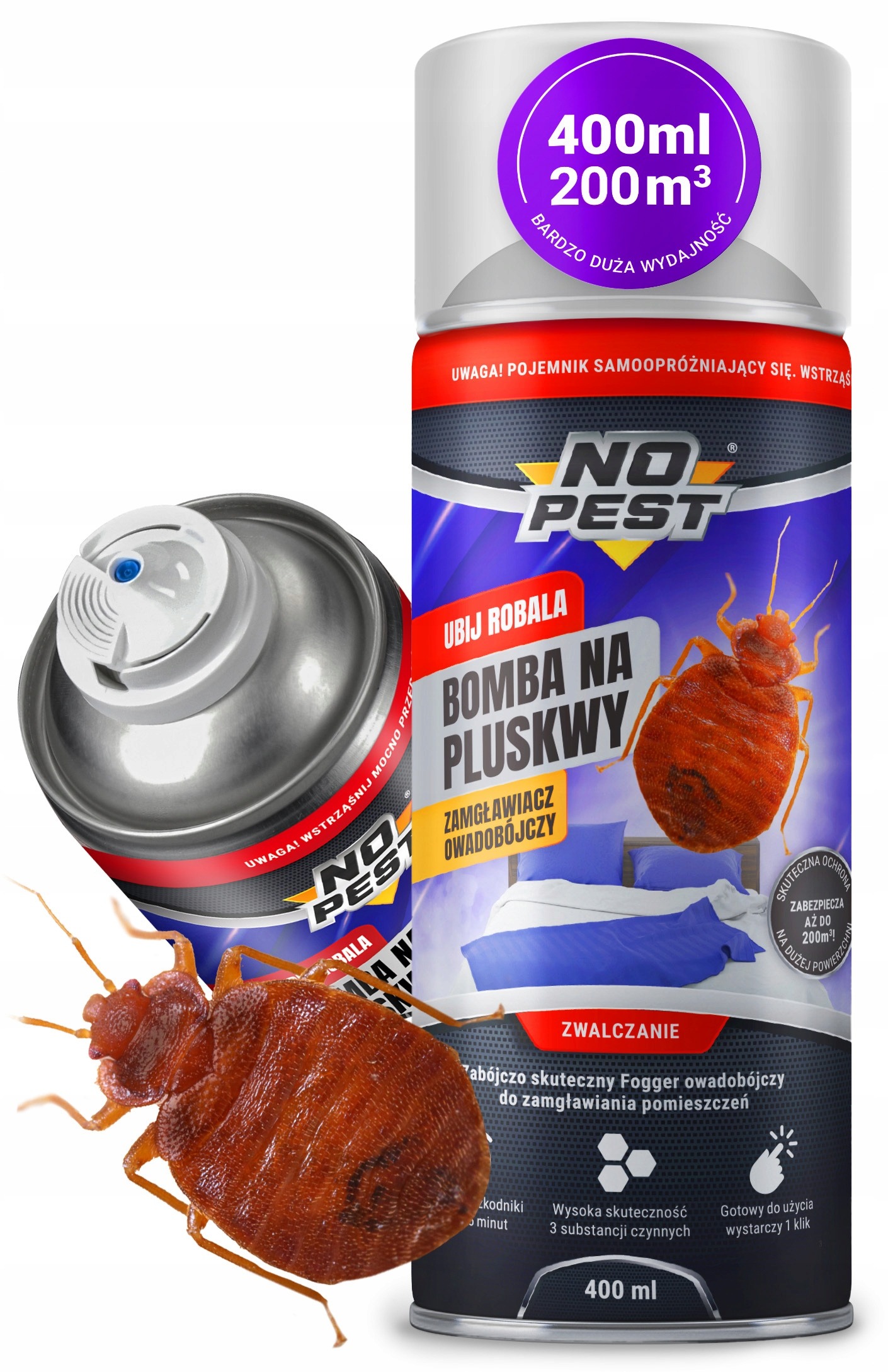 Bomba No Pest 400 ml – hmlovka proti plošticiam, švábom, pavúkom a inému hmyzu, ultra silná, zelená
