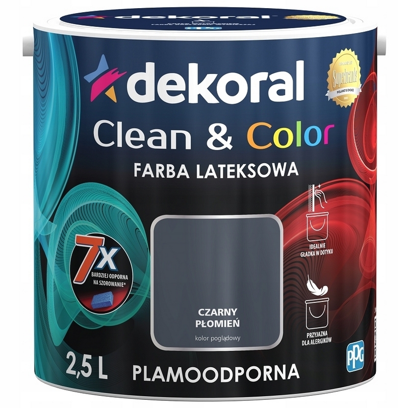 Farba na - DEKORAL Farba CLEAN & COLOR čierny plameň 2,5L