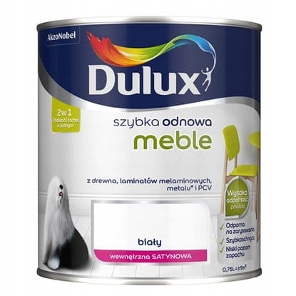 Farba na - Nábytok Dulux pre rýchlu obnovu 0,75 l, biela farba