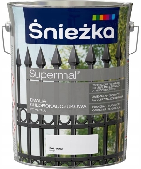Farba - Farba ŚNIEŻKA SUPERMAL chlórovaná guma BIELA 5L