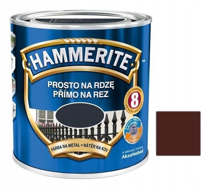 Farba na - HAMMERITE Farba na hrdzu 0,7L MATNÁ HNEDÁ