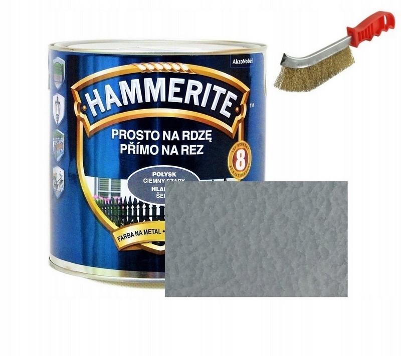 Farba na - HAMMERITE farba na hrdzu 2,5l KLADIVO SILVER-GREY + gr