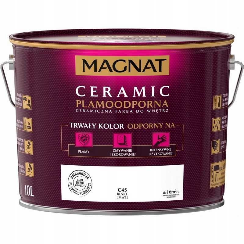 Farba na - BARVA Magnat WHITE 10L STAIN RESISTANT PAINT C45