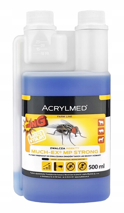 Tekutina proti kliešťom, komárom, muchám, blchám, plošticiam Acrylmed