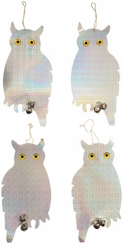 Odpudzovač vtákov, holuby, hologramové sovy, sova, 4 ks
