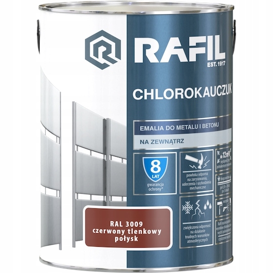 Farba - Rafil Chlorokauczuk 5L červená RAL3009 Smalt