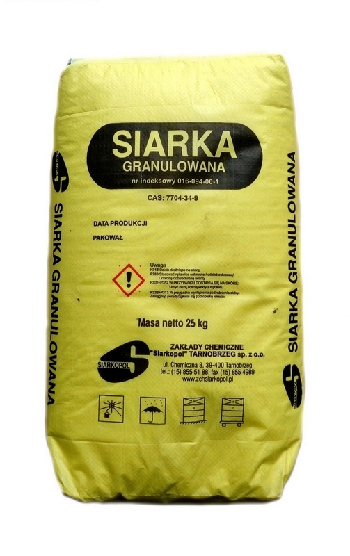 GRANULOVANÁ SÍRA - 25 kg, dekontaminácia, okyslenie