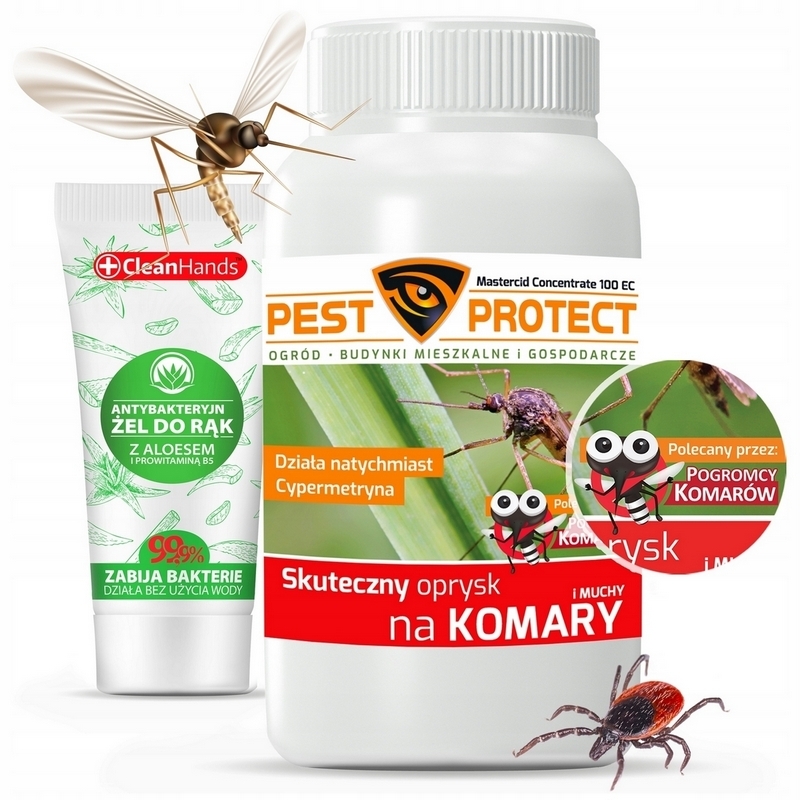 Pest Protect tekutý repelent proti komárom 250 ml + CleanHands tekutý dezinfekčný prostriedok 0,05 l pripravený roztok na dezinfekciu rúk a pokožky