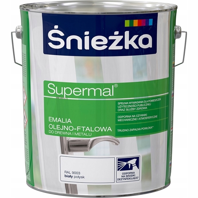 Farba - Śnieżka Supermal olejová farba, 10L biela polovica. 9003
