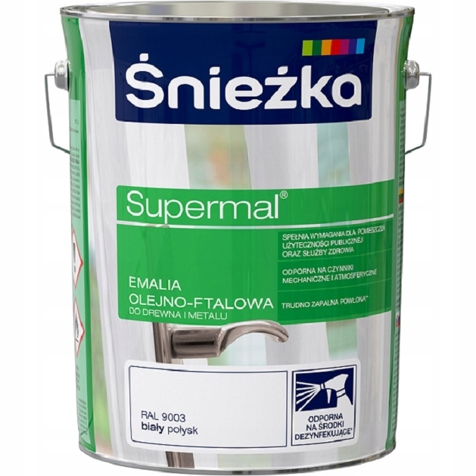 Farba - Śnieżka Supermal olejová farba 5L biely lesk 9003