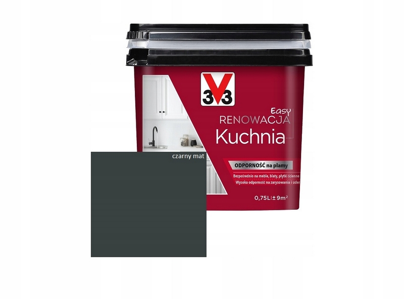 Farba na - V33 Ľahká renovácia dlaždíc KUCHYNĚ 0,75 Čierna matná