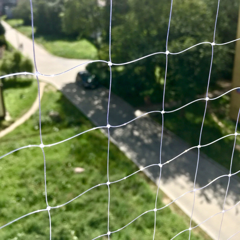 Priehľadná ochranná sieť pre mačku na balkón 4 × 3 m, oko 30 mm